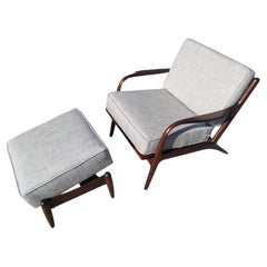 Restored Mid Century Danish Modern Lounge Chair & Ottoman by Ib Kofod Larsen 
