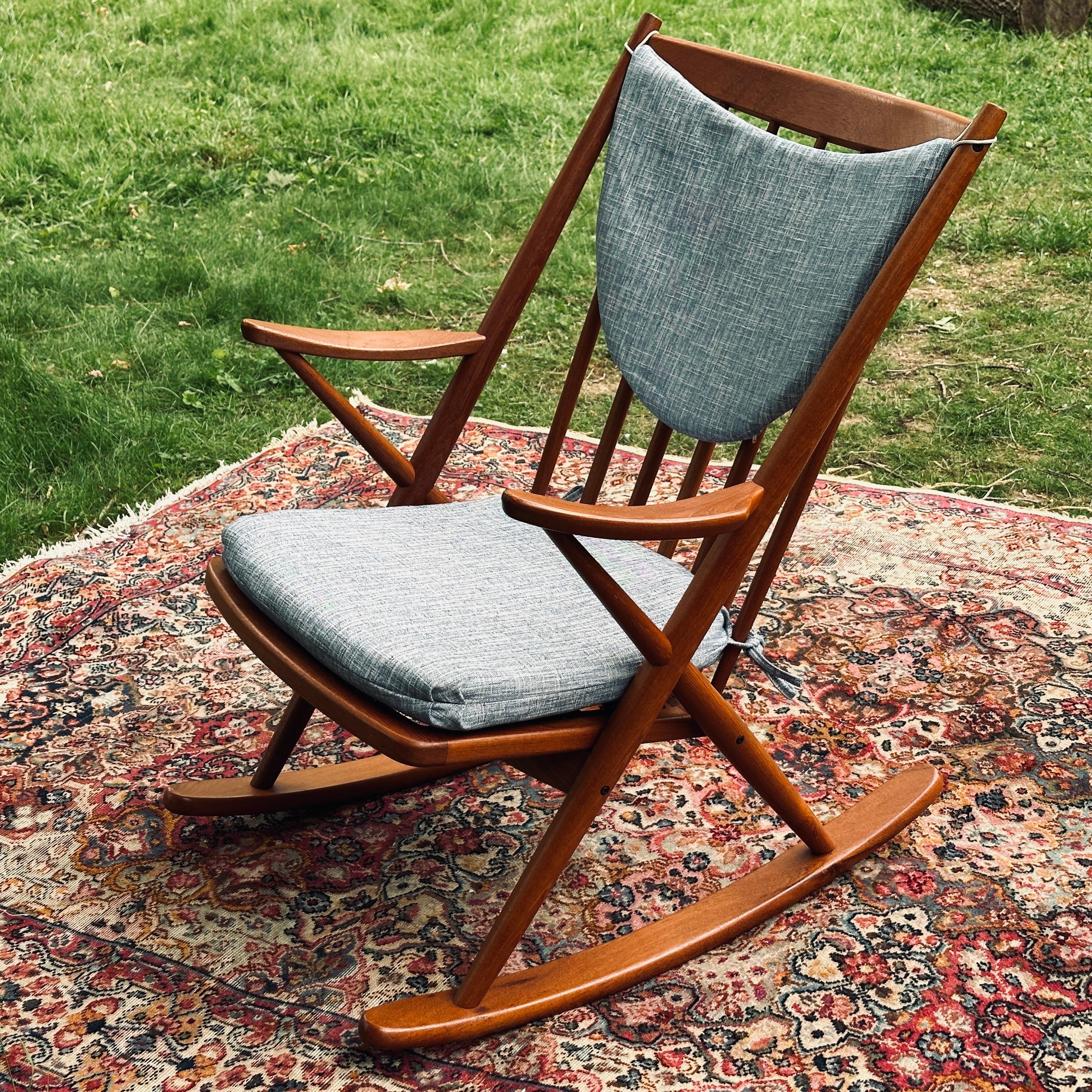 Restored Mid-Century Danish Modern Teak Rocker Rocking Chair For Sale 8