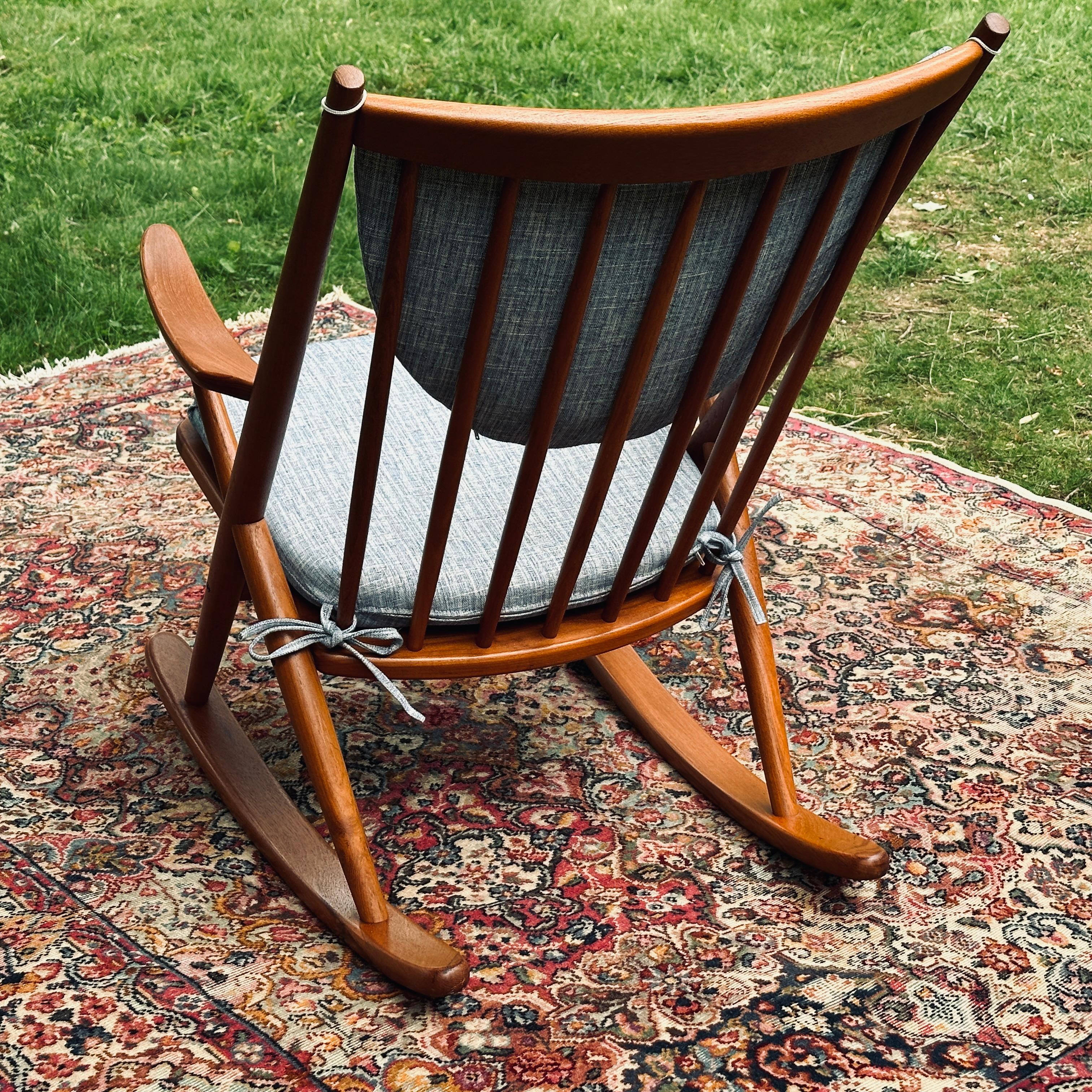 Mid-20th Century Restored Mid-Century Danish Modern Teak Rocker Rocking Chair For Sale