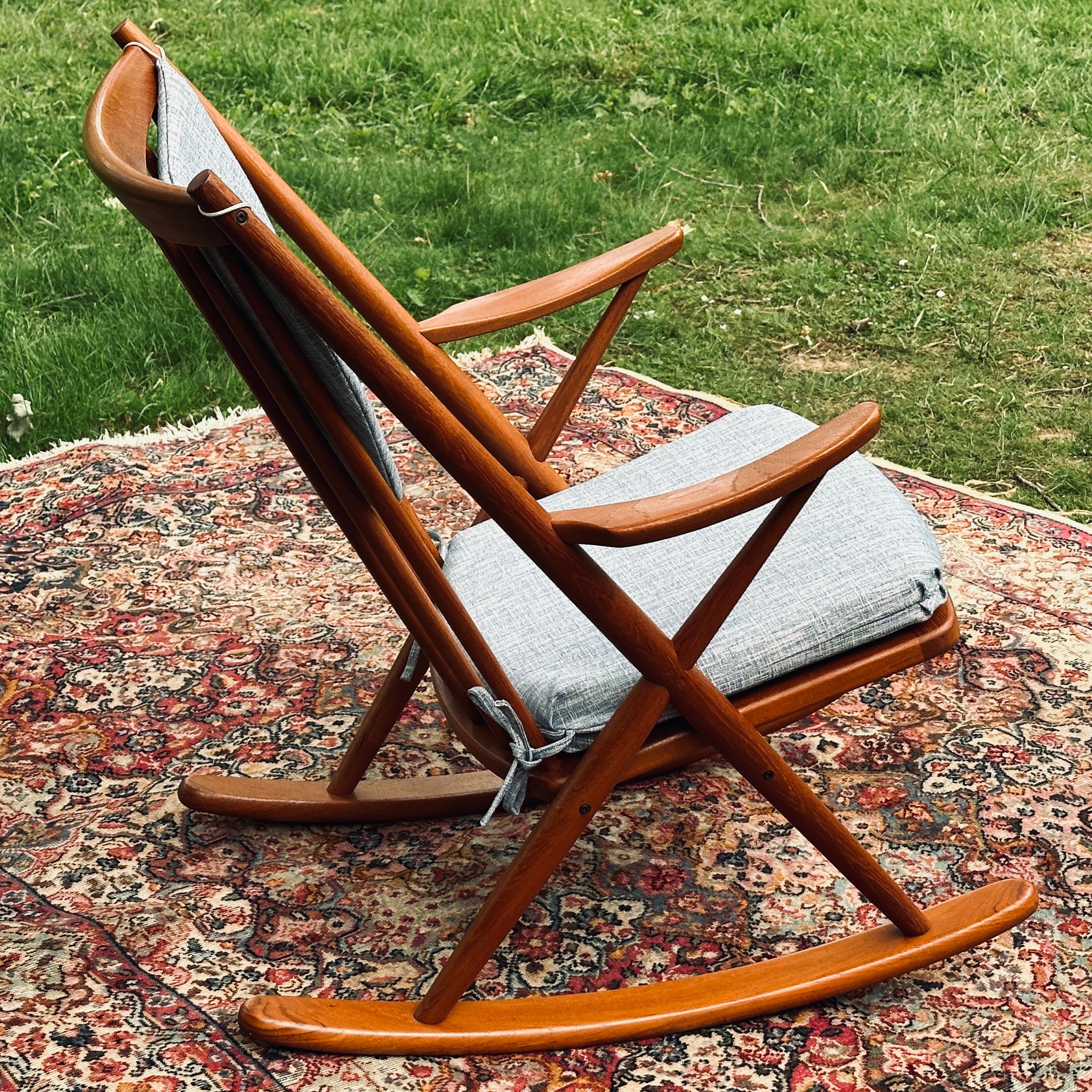 Restored Mid-Century Danish Modern Teak Rocker Rocking Chair For Sale 1