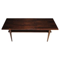 Restored Mid-century Danish Rosewood Coffee Table with Shelf