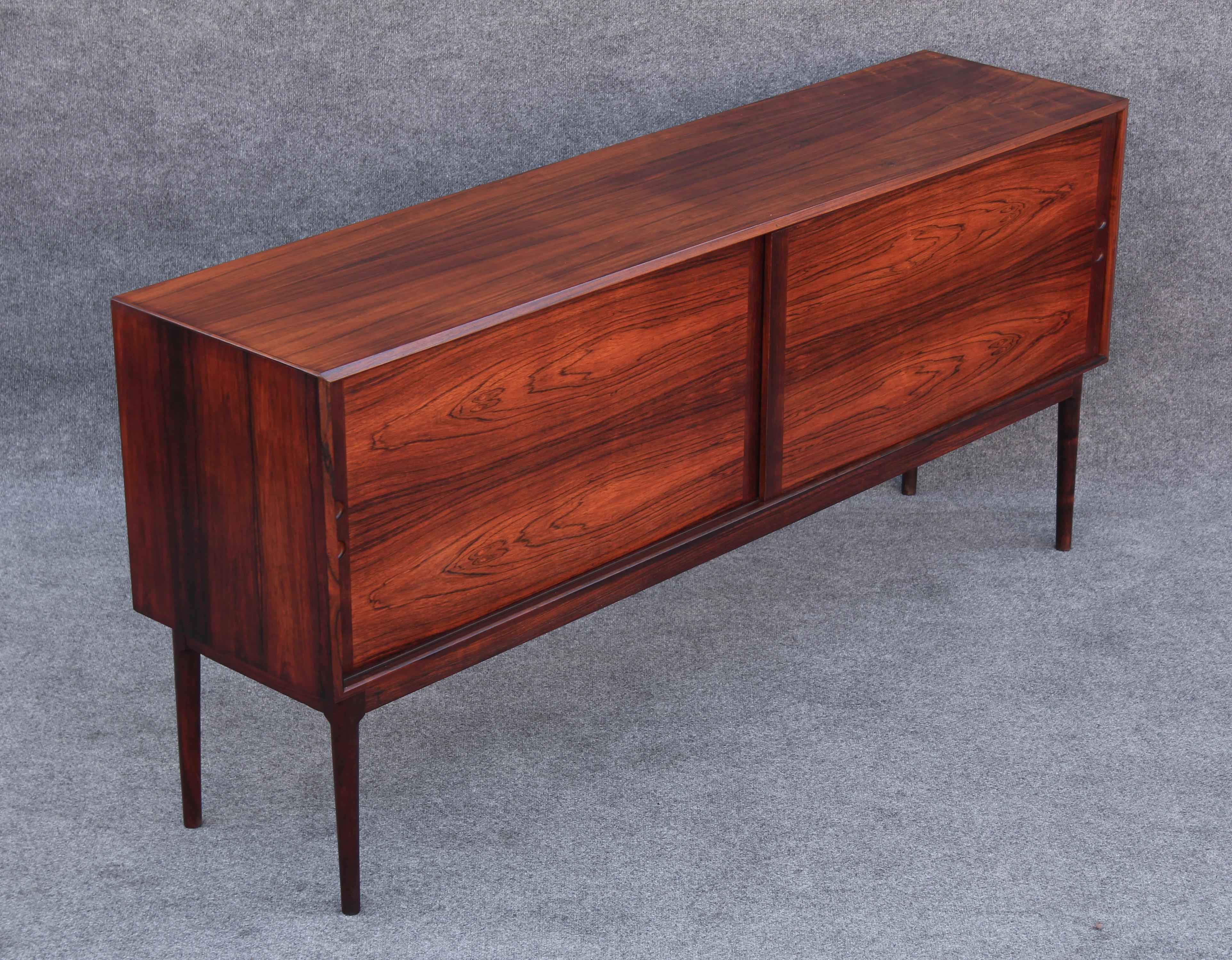 Mid-Century Modern Restored Mid Century Danish Style Cabinet High Contrast Rosewood Made in Norway For Sale