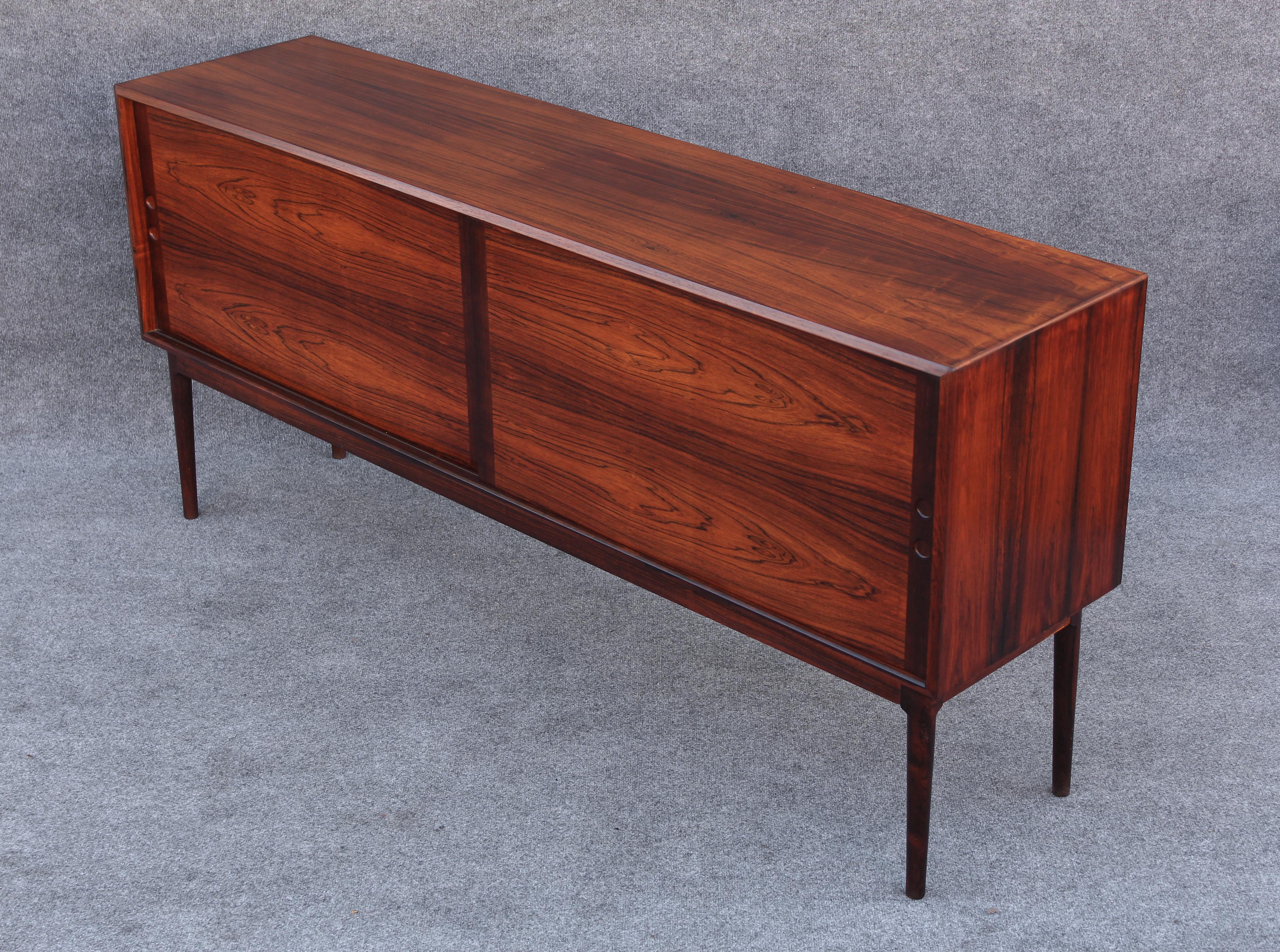 Norwegian Restored Mid Century Danish Style Cabinet High Contrast Rosewood Made in Norway For Sale