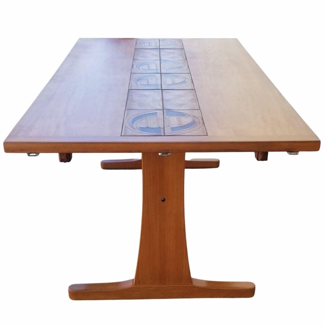 Teak Restored Mid Century Danish Tile top Dining Table in the style of Gangsø Møbler For Sale