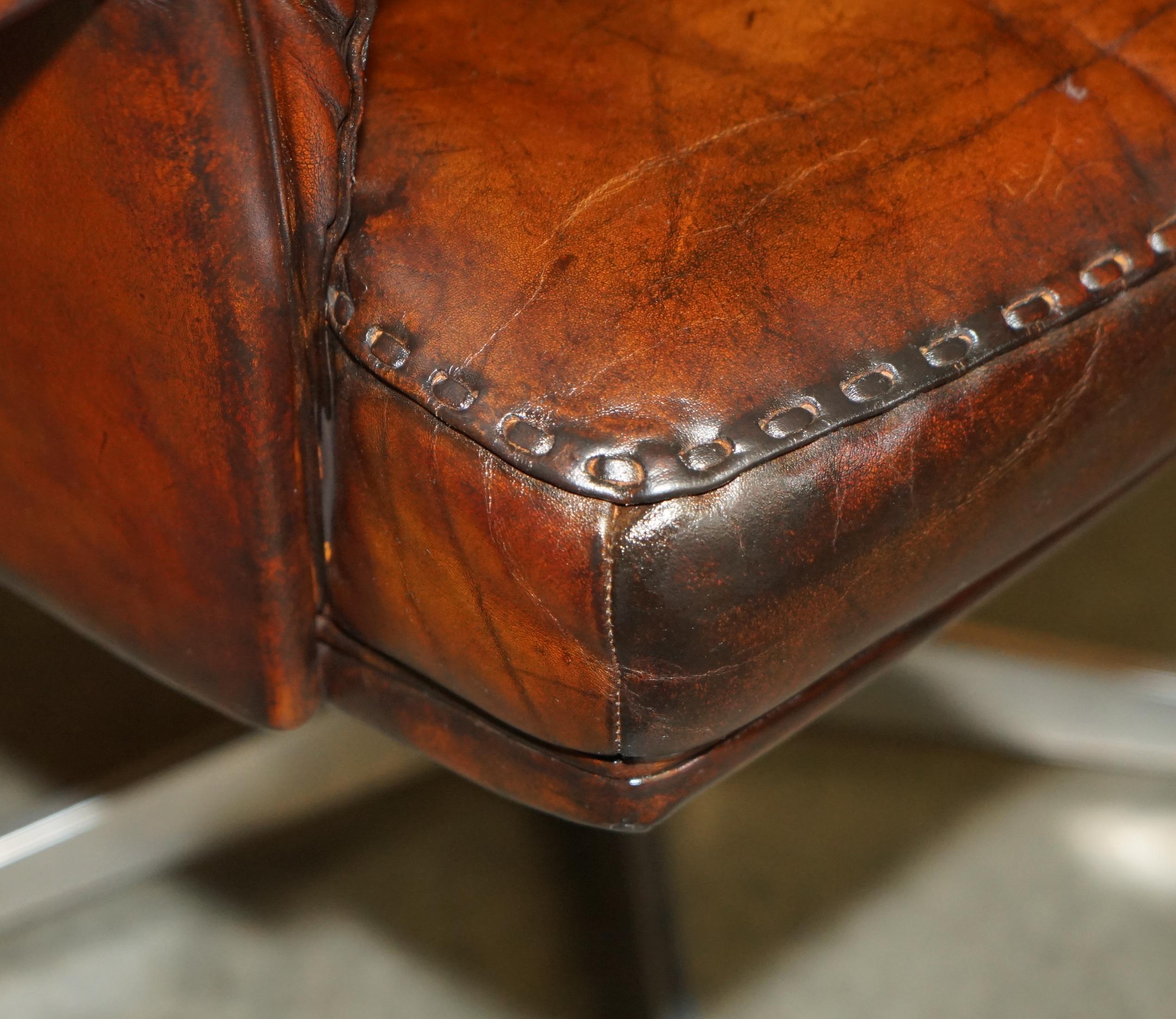 SILLA DE SEDE DS35 EJECUTIVA DE MEDIO SIGLO RESTAURADA EN CUERO MARRON CON CAPAZ DE GIRATORIO en venta 3