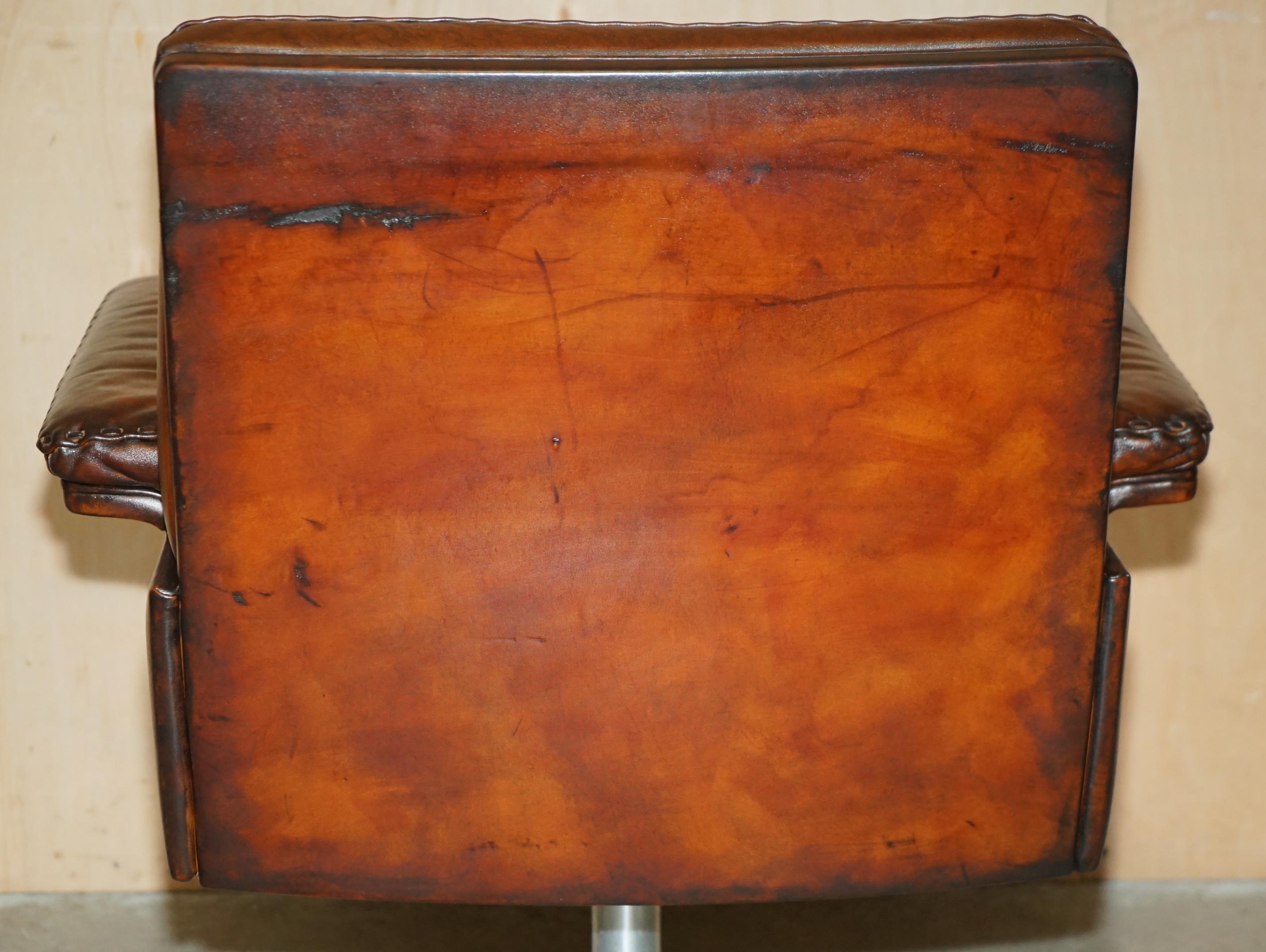 SILLA DE SEDE DS35 EJECUTIVA DE MEDIO SIGLO RESTAURADA EN CUERO MARRON CON CAPAZ DE GIRATORIO en venta 10