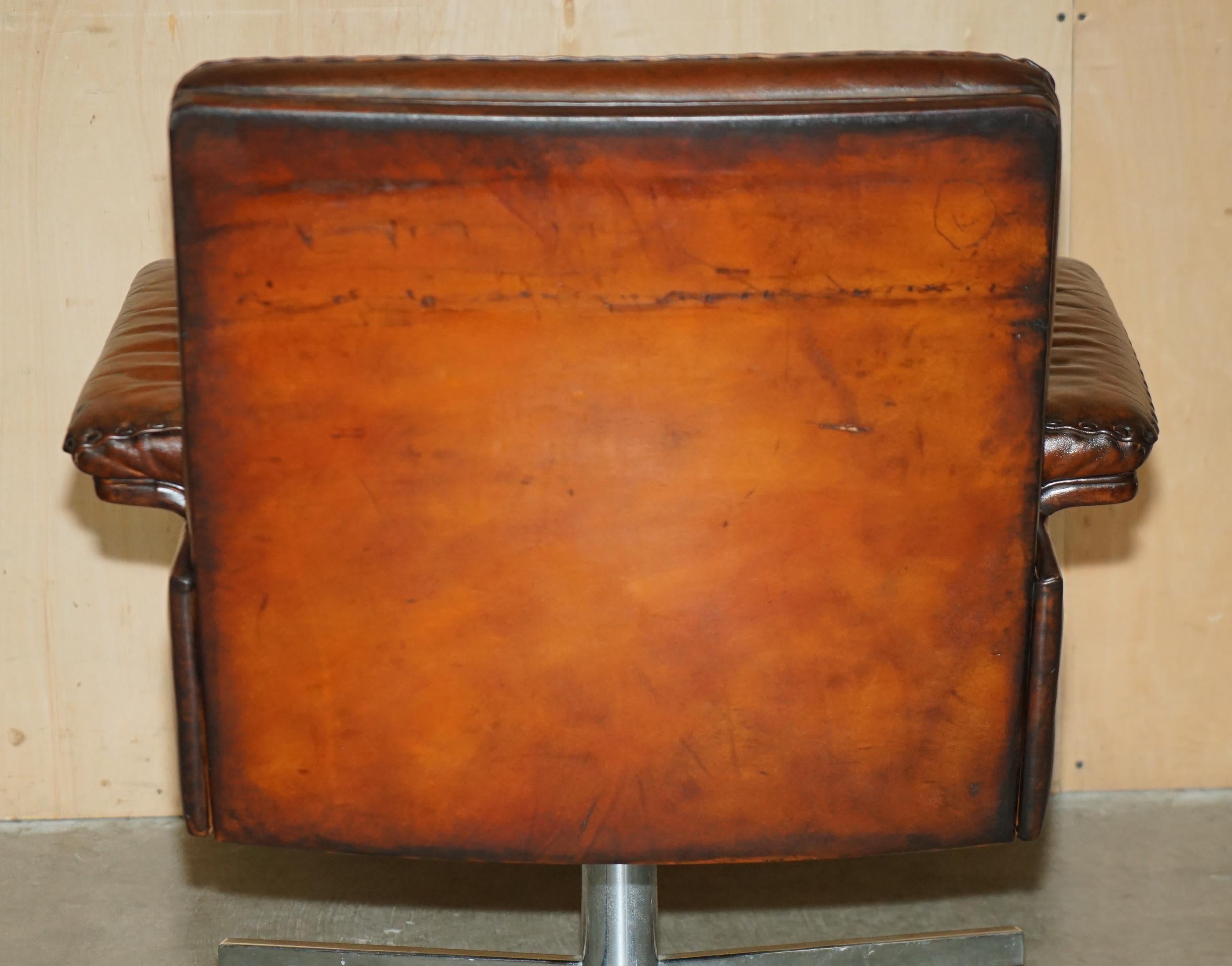 SILLA DE SEDE DS35 EJECUTIVA DE MEDIO SIGLO RESTAURADA DE CUERO MARRÓN PARA DIVISORES en venta 10