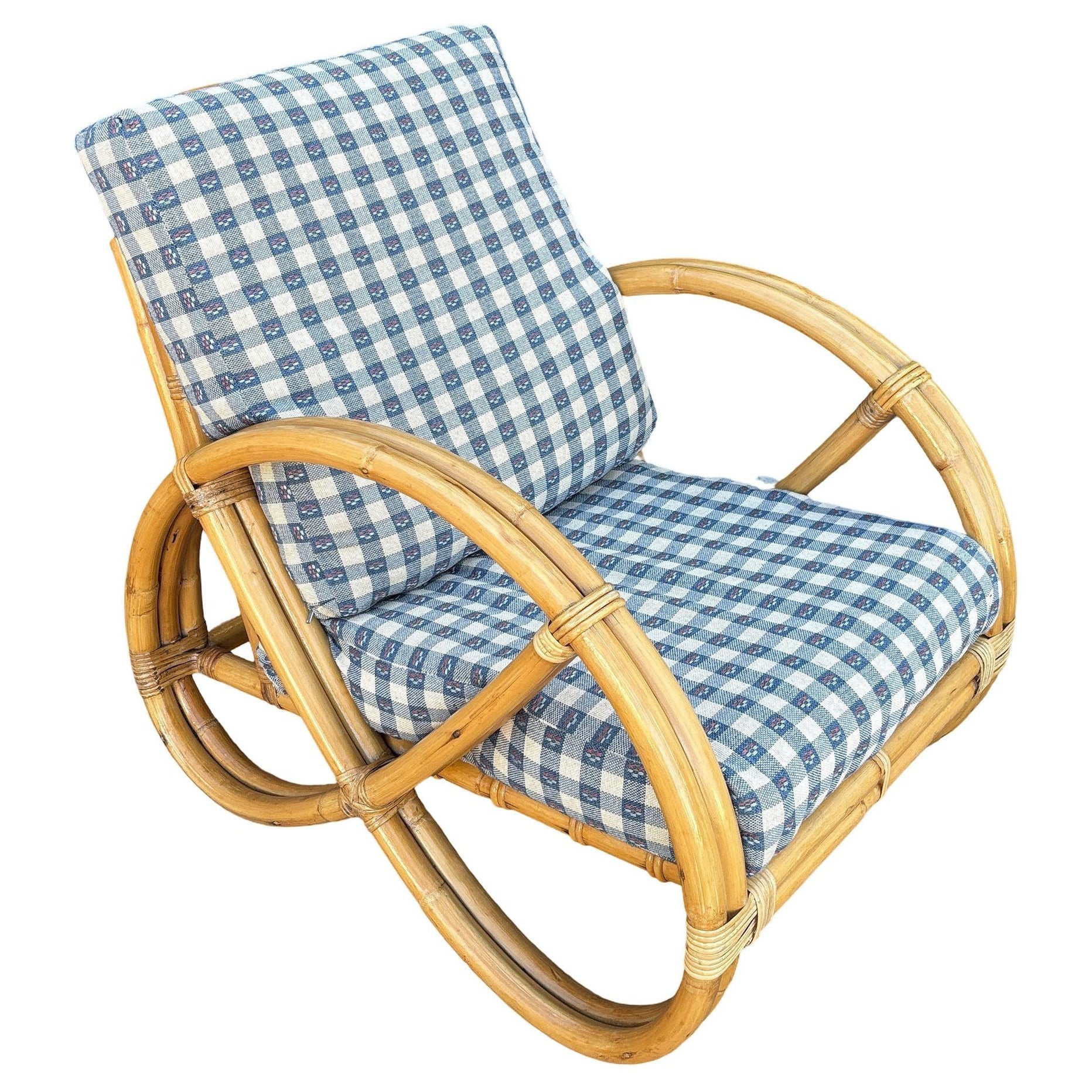 Restored Mid-century Double Strand Full Round Rattan Lounge Chair