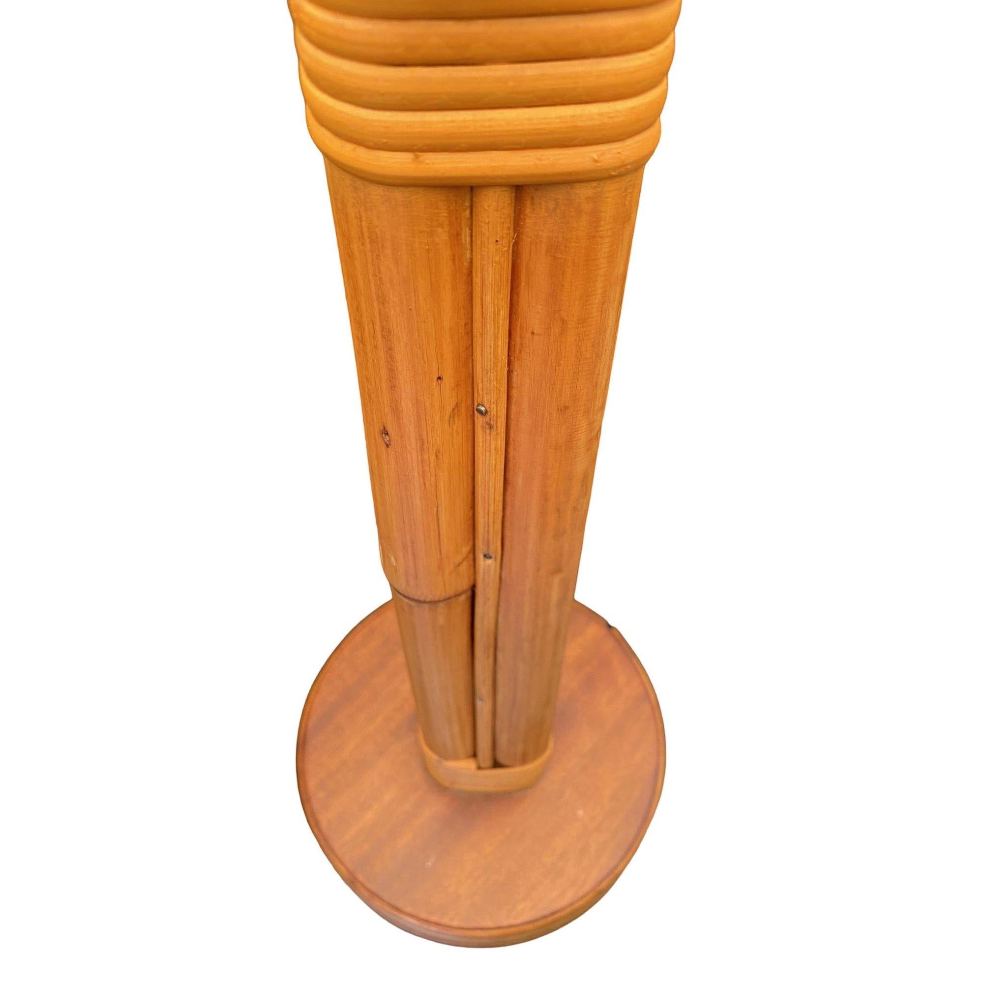American Restored Mid-Century Eight-Strand Stick Rattan Table Lamp, Pair For Sale