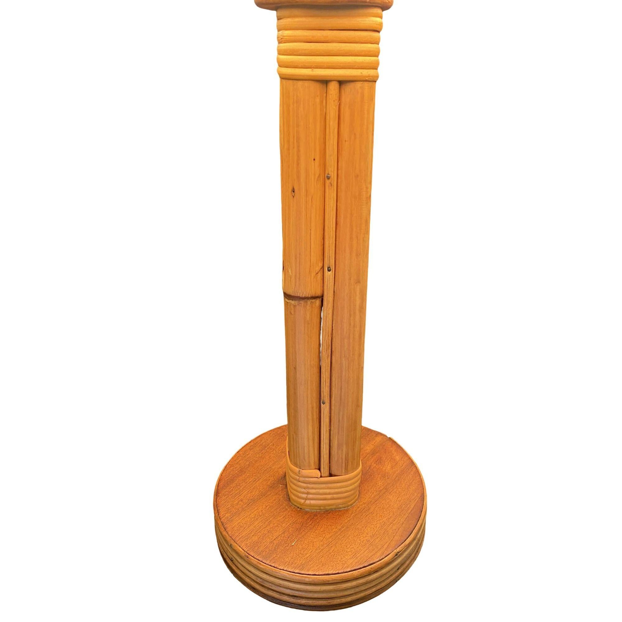 Restored Mid-Century Eight-Strand Stick Rattan Table Lamp, Pair In Excellent Condition For Sale In Van Nuys, CA