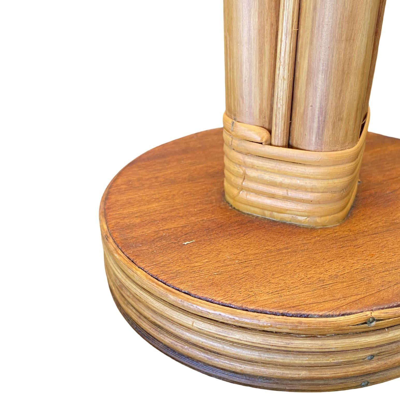 Mid-20th Century Restored Mid-Century Eight-Strand Stick Rattan Table Lamp, Pair For Sale
