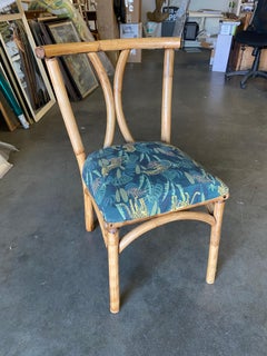 Restored Mid-Century Era Rattan Dining Side Chair with Hourglass Back, Pair