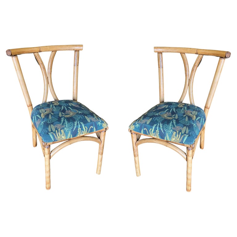 Restored MidCentury Era Rattan Dining Side Chair with Hourglass Back