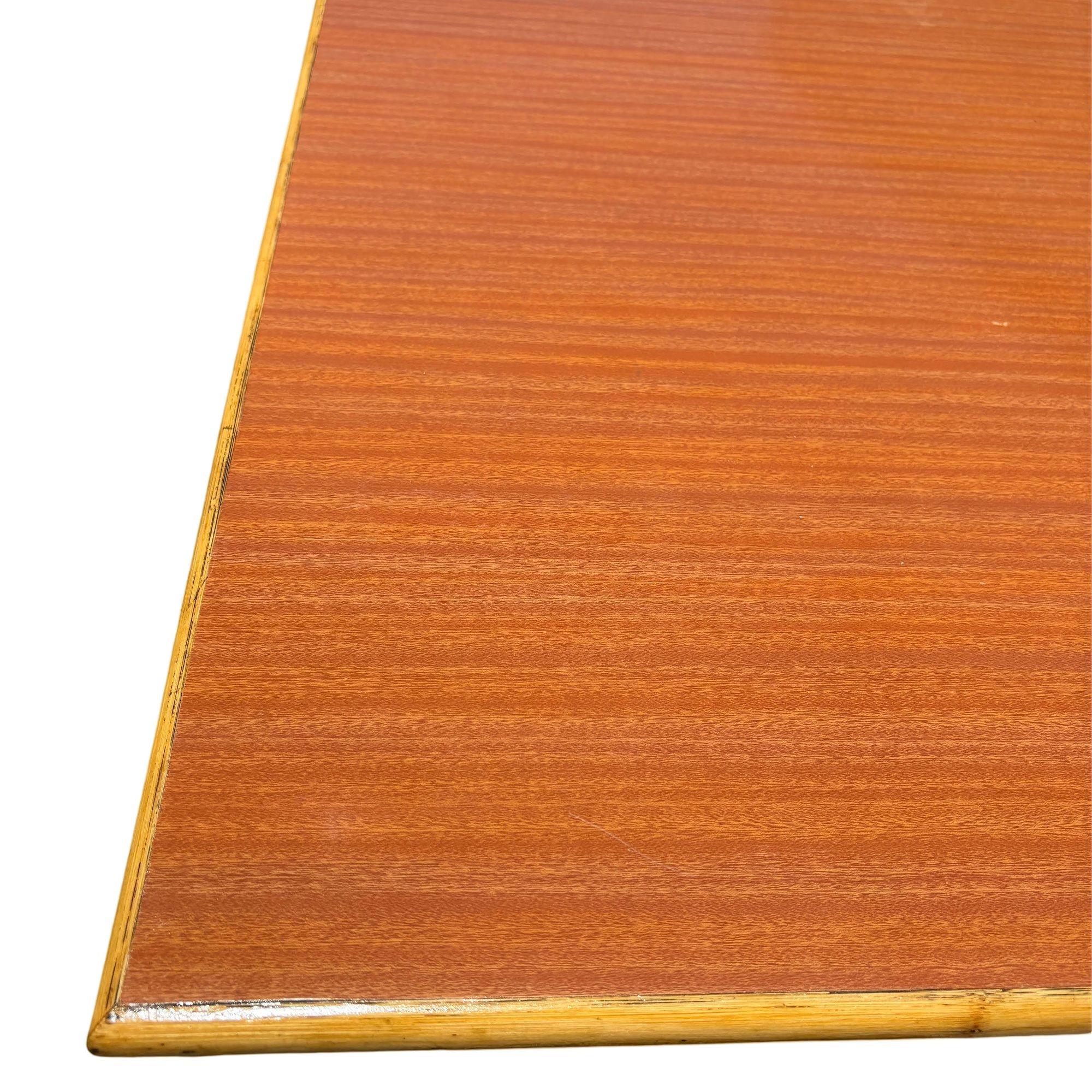 Restored Mid-century Expanding Hinge Leaf Rattan Dining Table For Sale 1