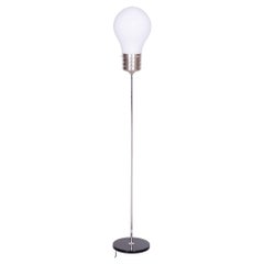 Lampadaire du milieu du siècle dernier restauré, hêtre, chrome, verre opale, Allemagne, 1970
