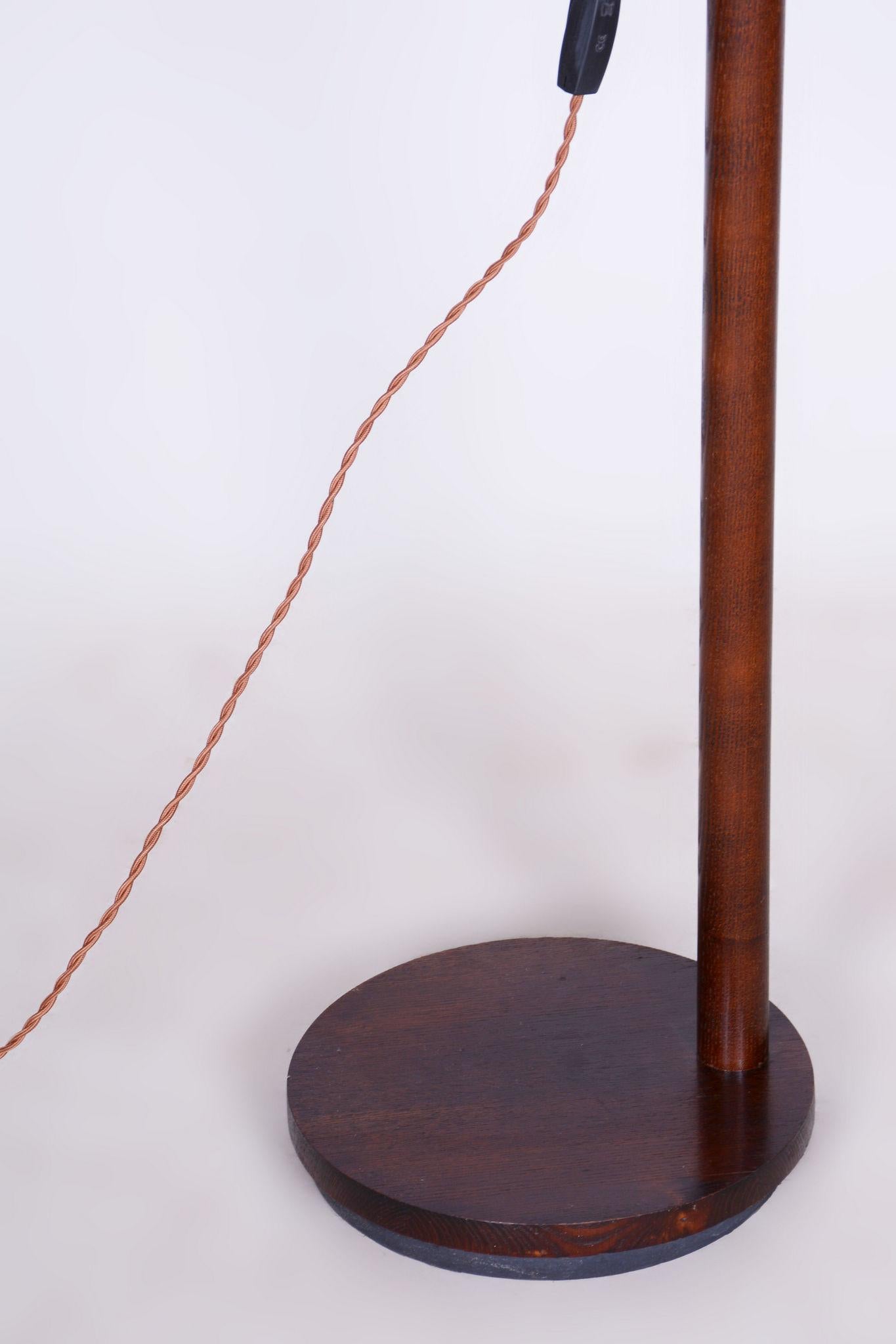Mid-Century Modern Restored Mid-Century Floor Lamp, Beech, Chrome, Textile, Czech, 1960s For Sale