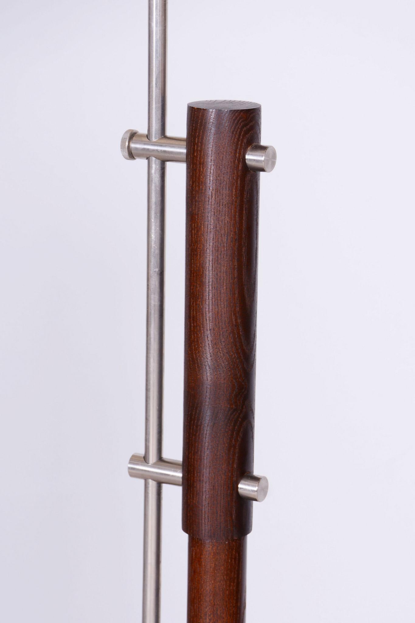 Mid-20th Century Restored Mid-Century Floor Lamp, Beech, Chrome, Textile, Czech, 1960s For Sale
