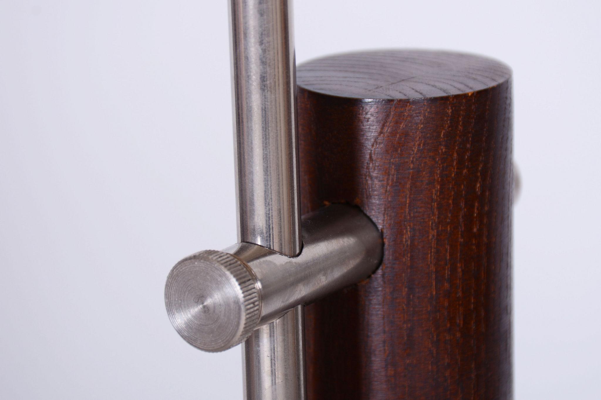 Restored Mid-Century Floor Lamp, Beech, Chrome, Textile, Czech, 1960s For Sale 1
