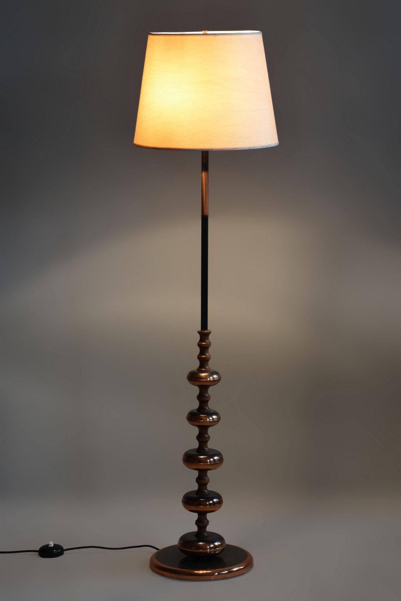 Restored Mid-Century Floor Lamp, Steel, Copper, Czech, 1960s For Sale 6
