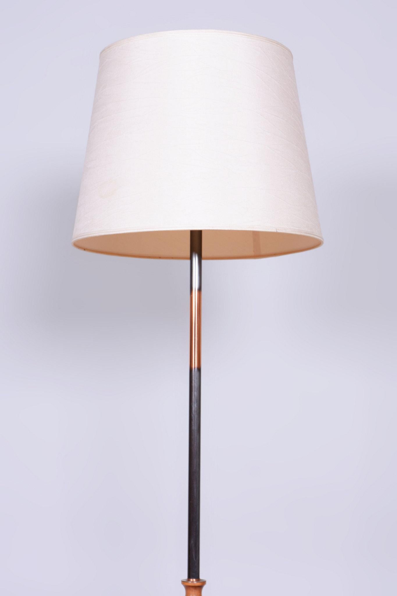 Restored Mid-Century Floor Lamp, Steel, Copper, Czech, 1960s For Sale 1