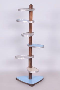 Restored Mid-Century Flower Stand, Beech, Umakart, Aluminium, Czech, 1950s