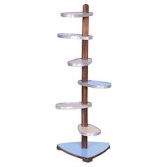Restaurierter Blumenständer aus der Mitte des Jahrhunderts, Buche, Umakart, Aluminium, Tschechien, 1950er Jahre
