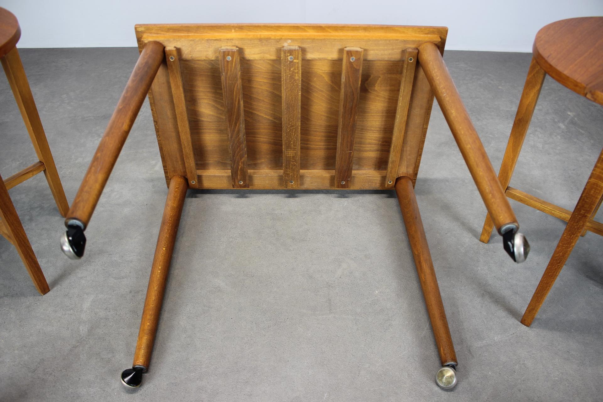 Restored Mid-Century Folding Table and Stools by Poul Hundevad, Denmark, 1960s For Sale 1