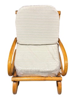 Restored Mid-century Frankl Style Child's Pole Rattan Bent Arm Rocking Chair