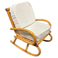 Restored Mid-century Frankl Style Child's Pole Rattan Bent Arm Rocking Chair