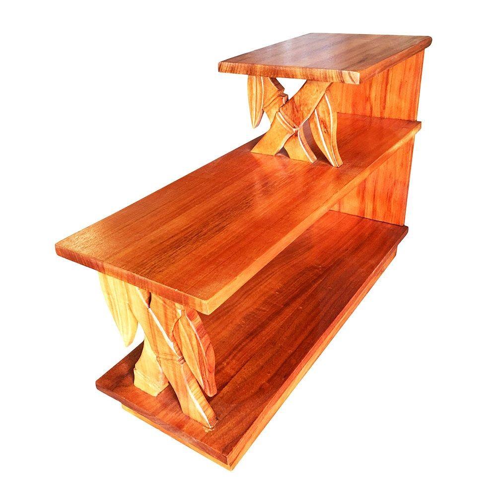 American Restored Mid-century Hand Carved Bamboo Pattern Koa Wood Side Table For Sale