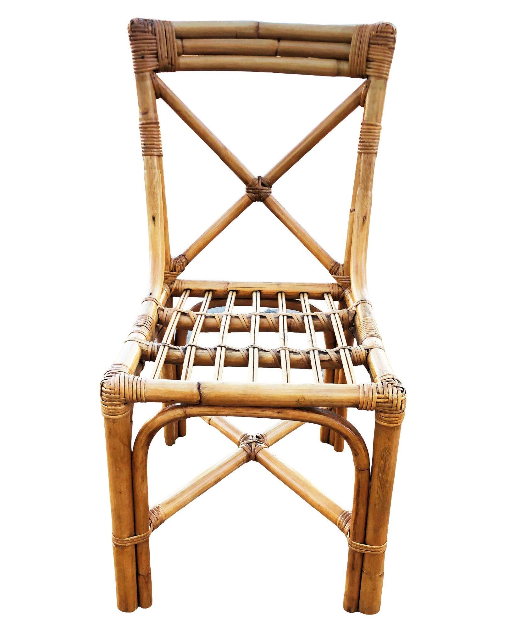 Mid-Century moderno Sedie da pranzo in rattan con bracci ad anello e schienale a 