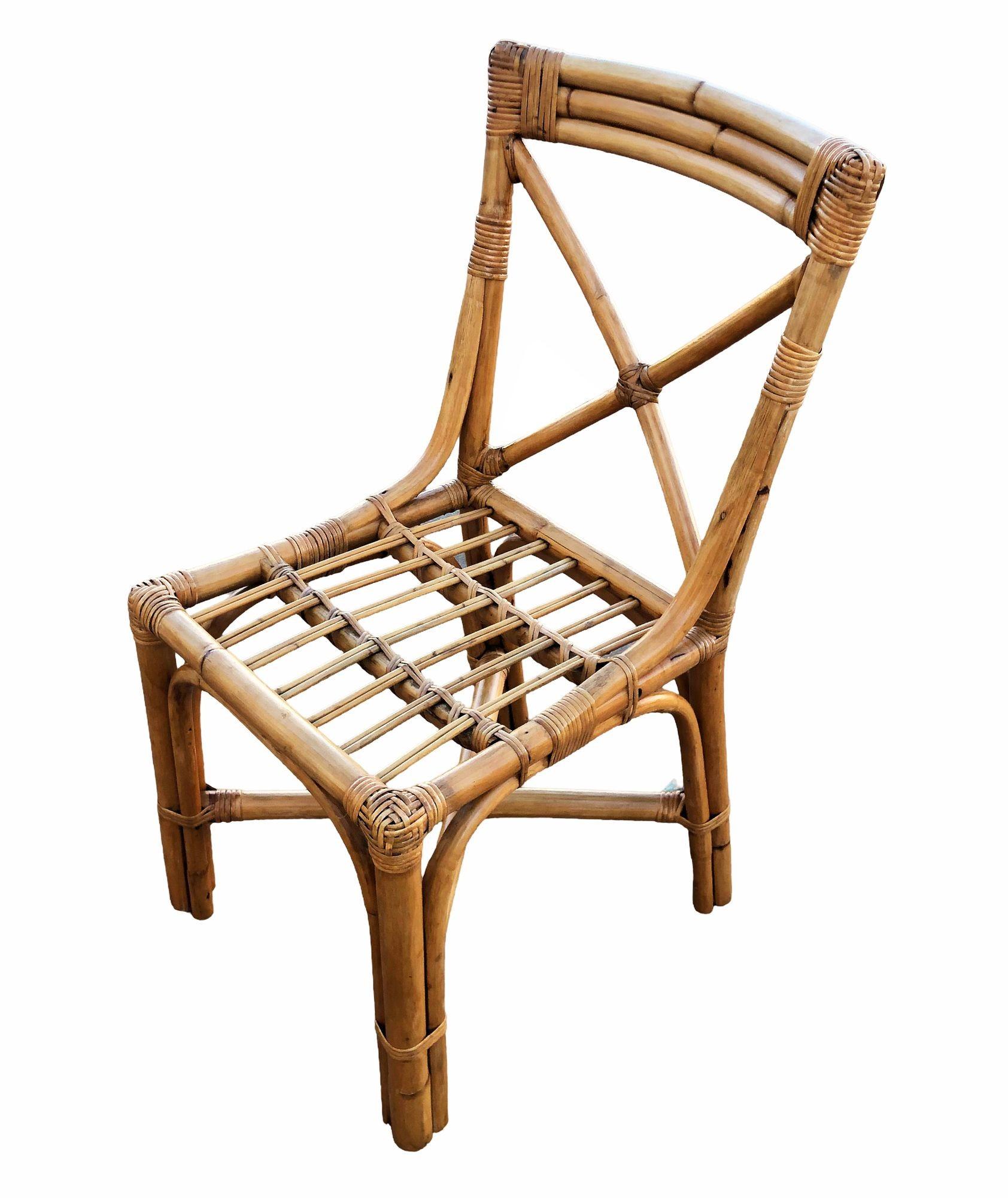 Americano Sedie da pranzo in rattan con bracci ad anello e schienale a 