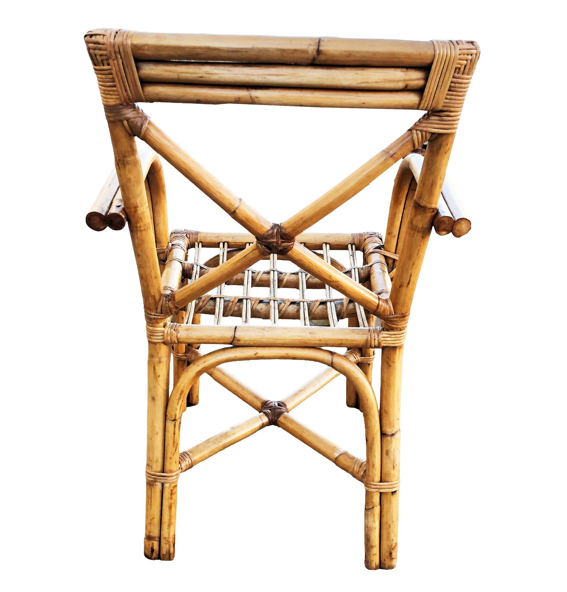 Sedie da pranzo in rattan con bracci ad anello e schienale a 
