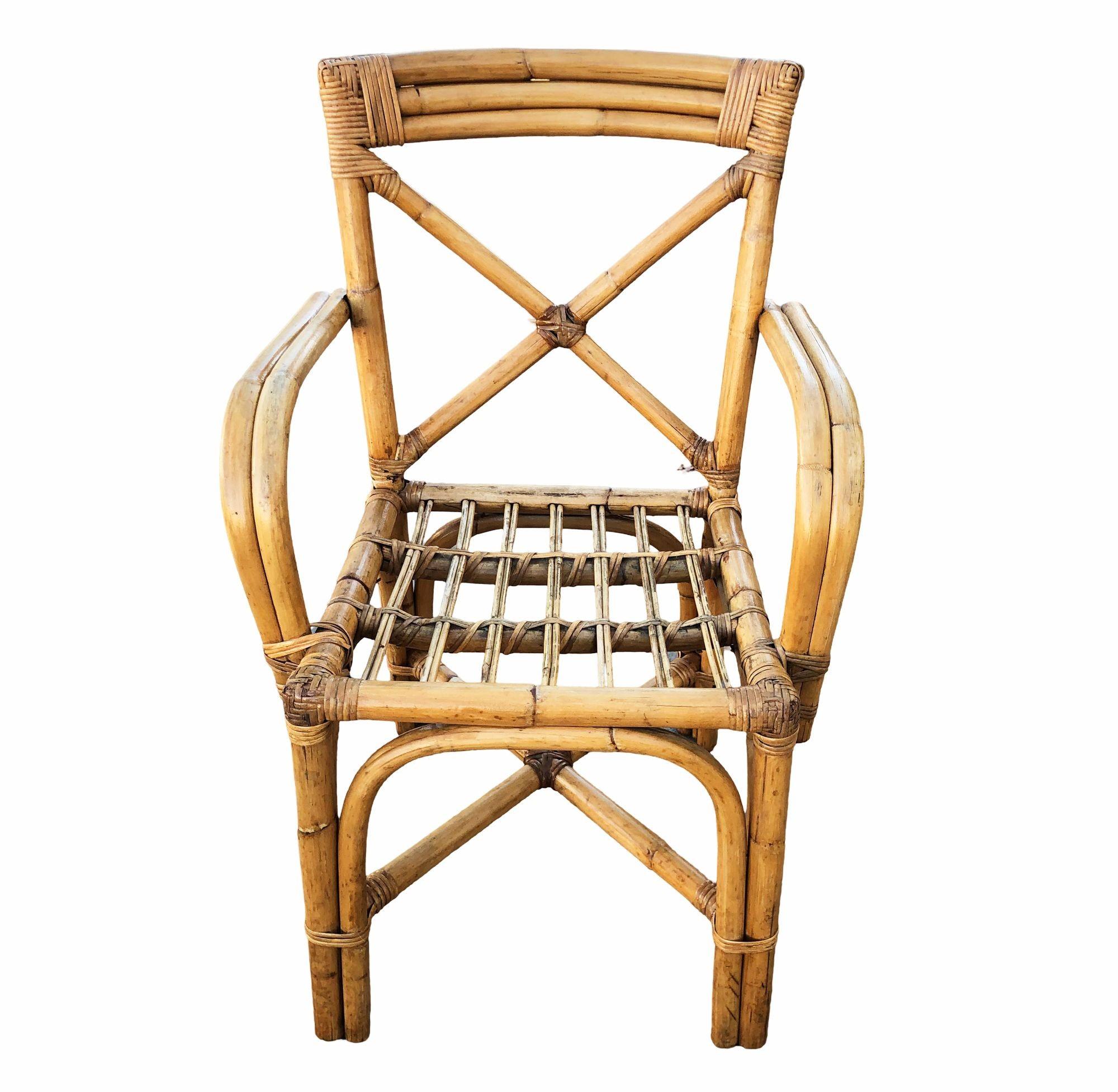 Rattan Sedie da pranzo in rattan con bracci ad anello e schienale a 