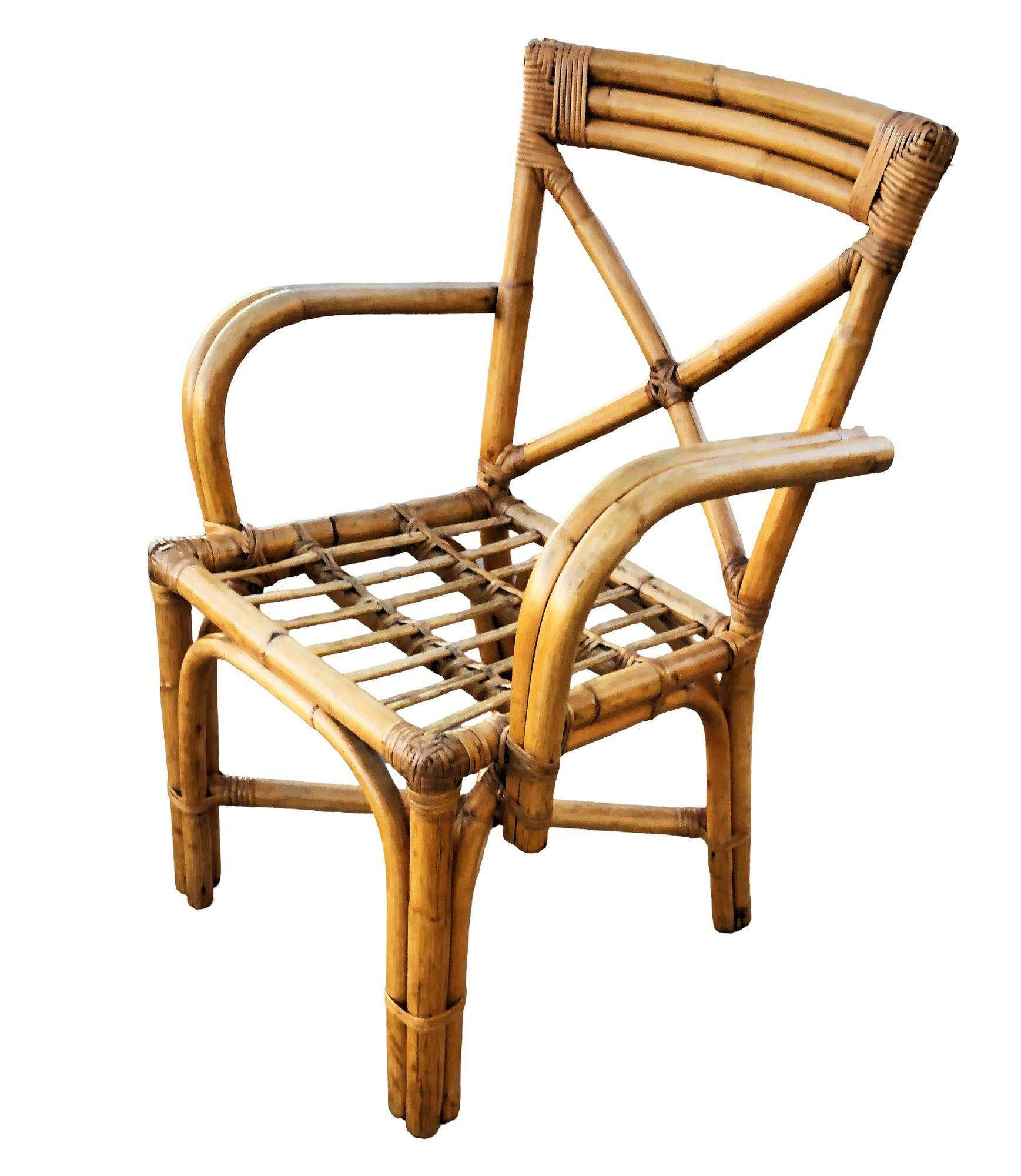 Sedie da pranzo in rattan con bracci ad anello e schienale a 
