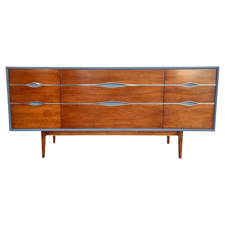 Restored MidCentury Mahogany Lowboy Chest Of Drawers For Sale at 1stDibs