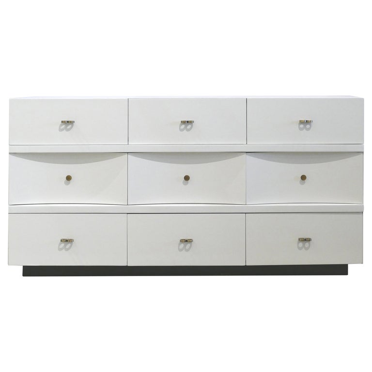 Restored Mid Century Modern 9 Drawer Dresser With Concave Drawers