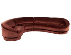 Restored Mid-Century Modern Curved Biomorphic Sectional Sofa by Weiman