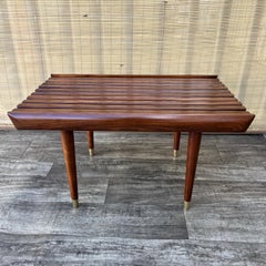 Restored Mid Century Modern George Nelson Style Wood Slat Bench / Side Table.