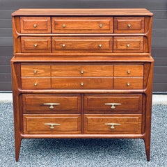 Restored Mid-Century Modern Link Taylor Solid Walnut Highboy Dresser