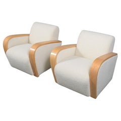 Restored Mid-Century Modern Lounge Chairs: Timeless Style in White Bouclé