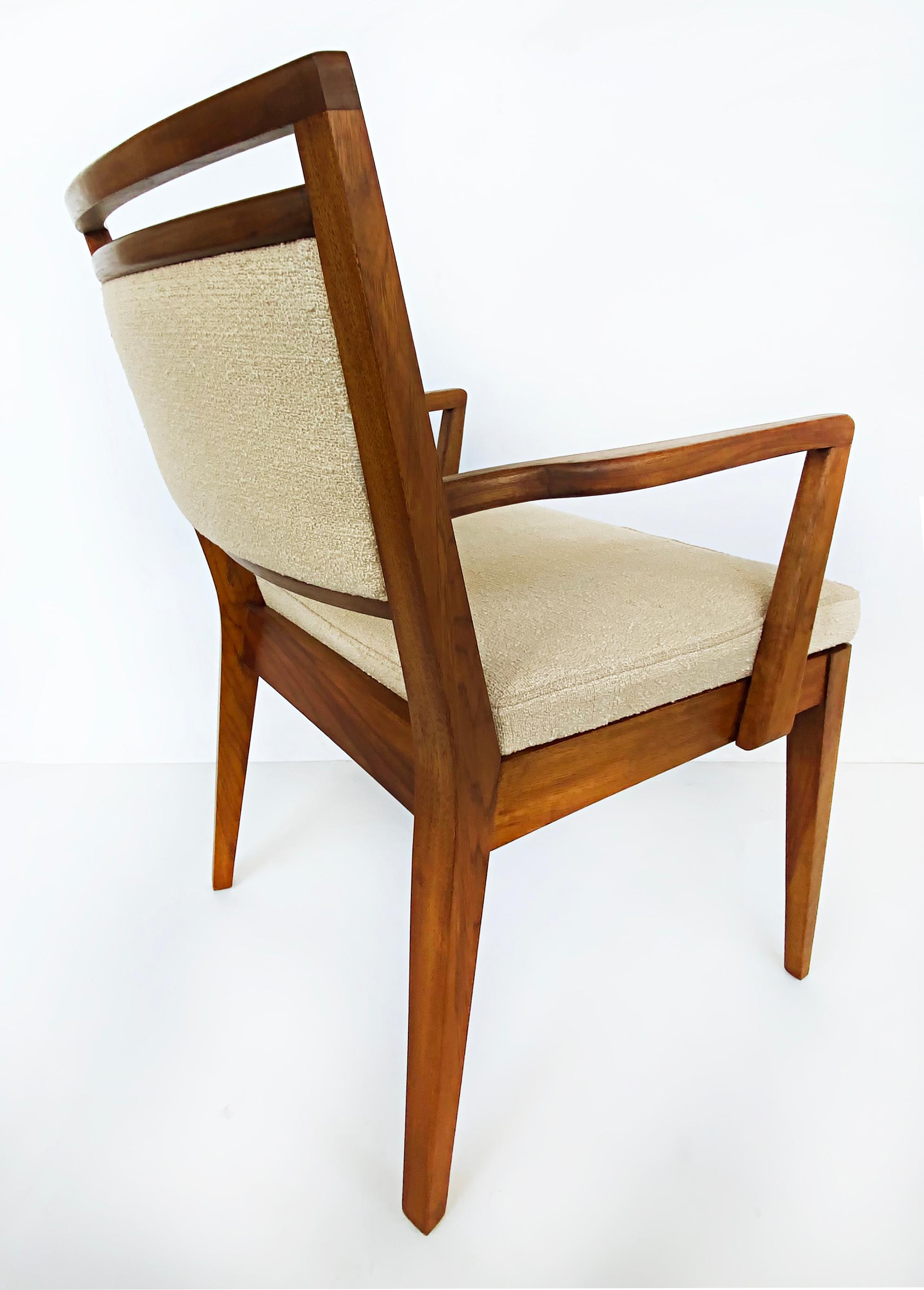 Fabric Restored Mid-Century Modern Mahogany Dining Chairs, 1950s Set of 6