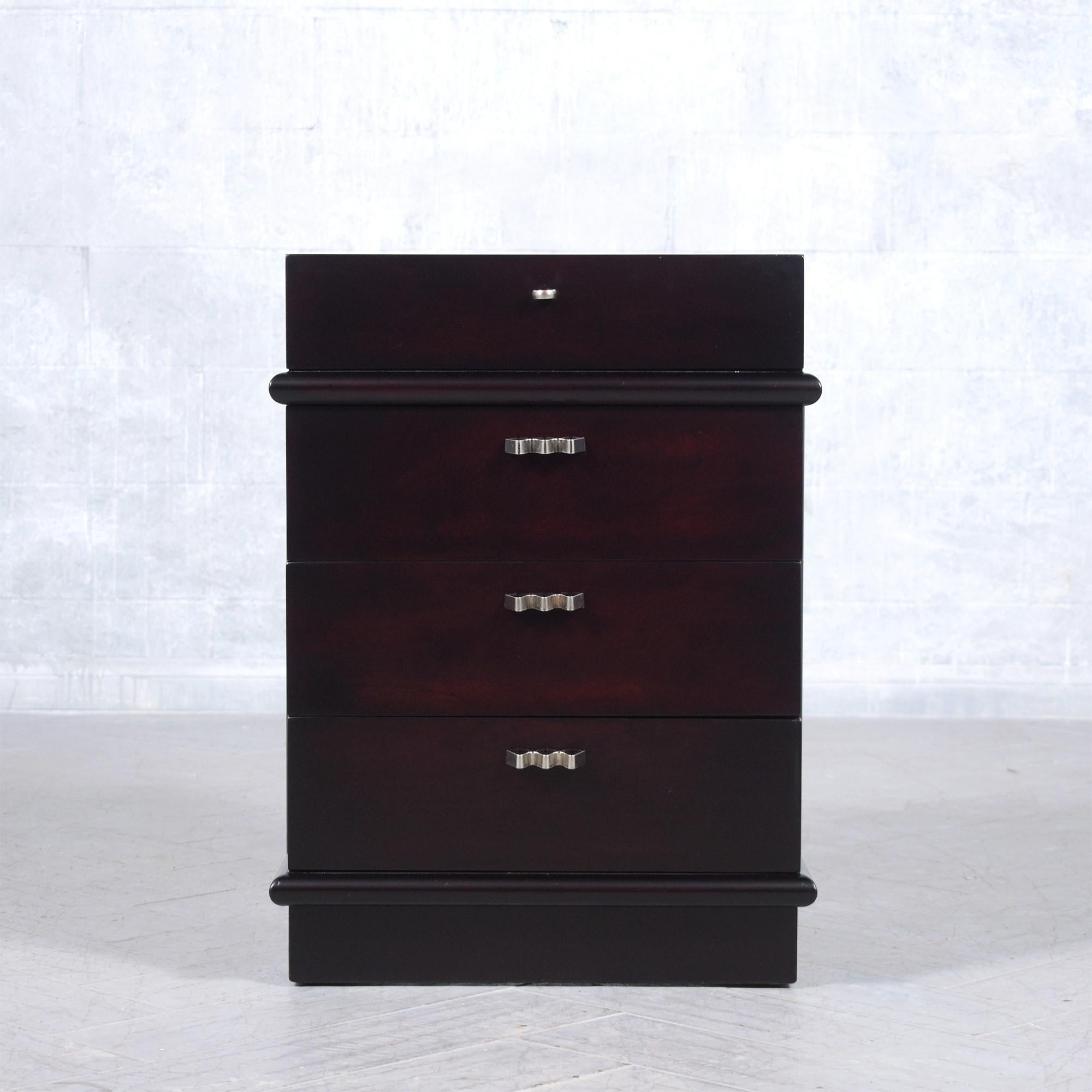 Chrome Mid-Century Modern Nightstands by American of Martinsville: Elegance Restored For Sale