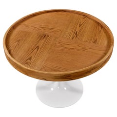 Vintage Restored Mid-Century Modern Oak Top Round Tulip Table Dining or Gaming Table