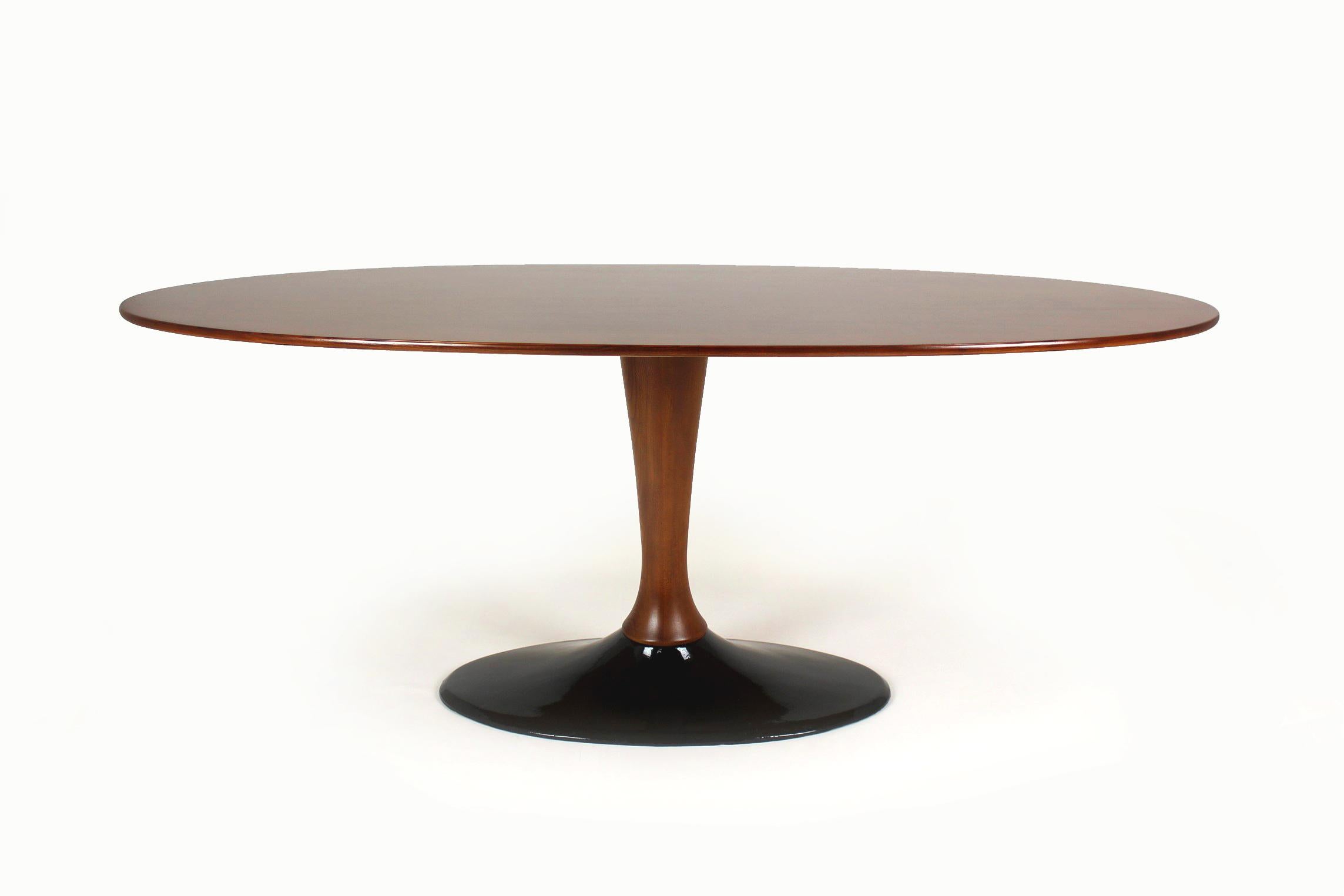 Steel Restored Mid-Century Modern Oval Ash Coffee Table from Drevotvar, 1960s