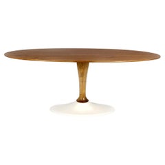 Restored Mid-Century Modern Oval Walnut Tulip Dining Table by Drevotvar, 1960s