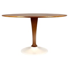 Restored Mid-Century Modern Round Walnut Tulip Dining Table by Drevotvar, 1960s