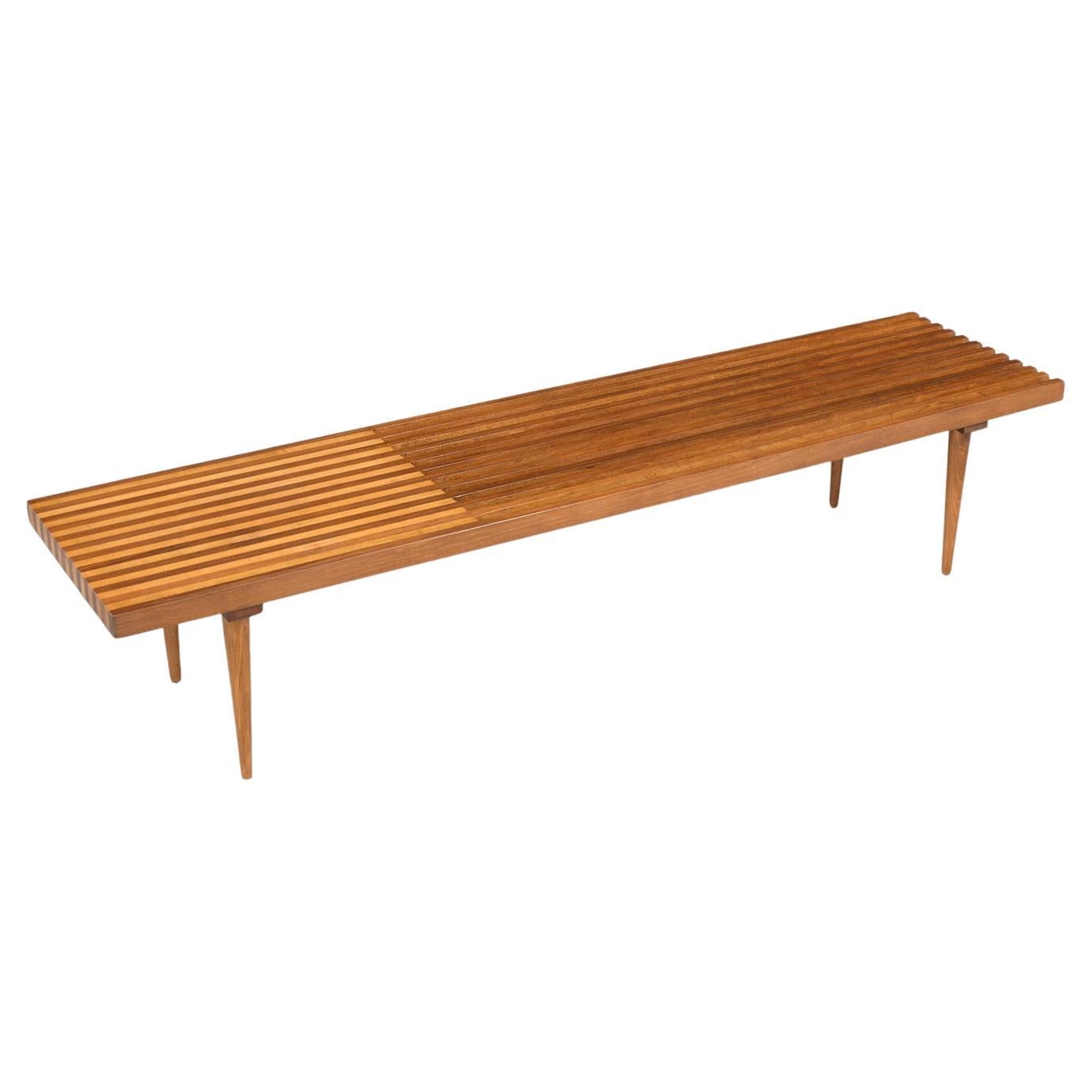 Restored Mid-Century Modern Slatted Bench