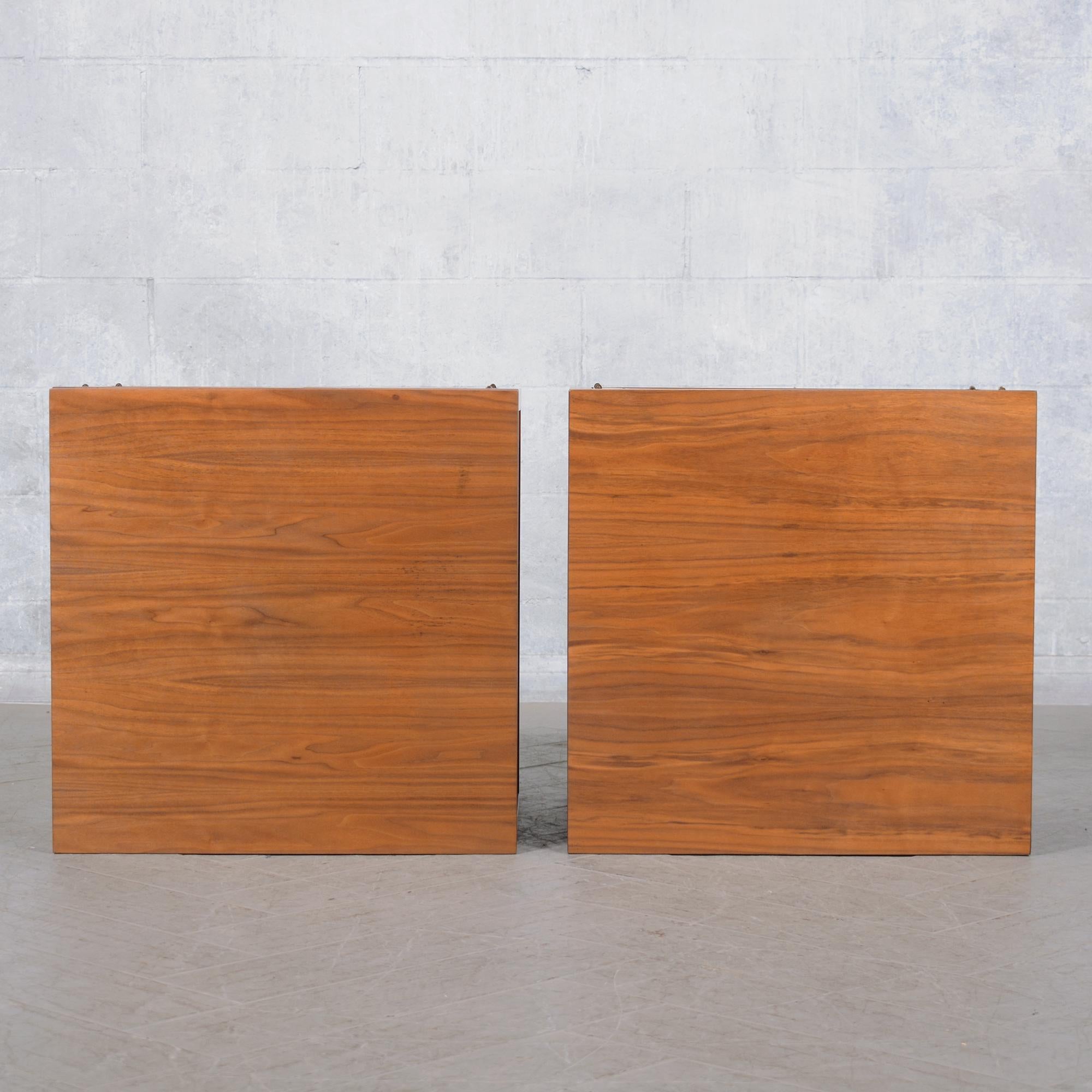 Restored Mid-Century Modern Walnut Nightstands with Storage For Sale 5
