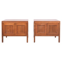 Restored Mid-Century Modern Walnut Nightstands with Storage